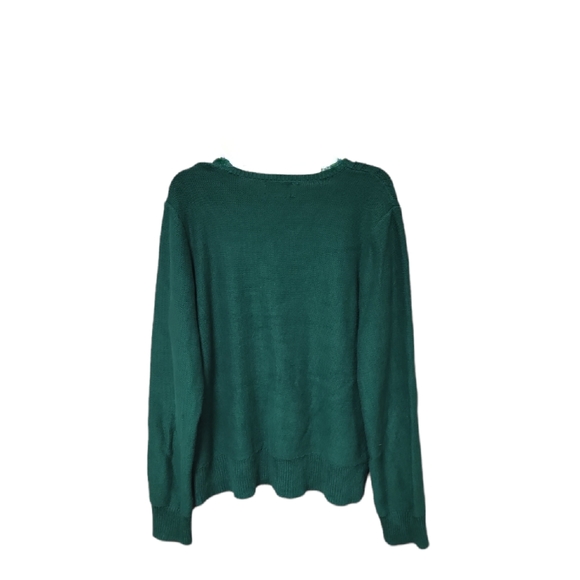 Women's Chaps Forest Green Long Sleeve Cable Knit Sweater Size Large - Picture 2 of 6